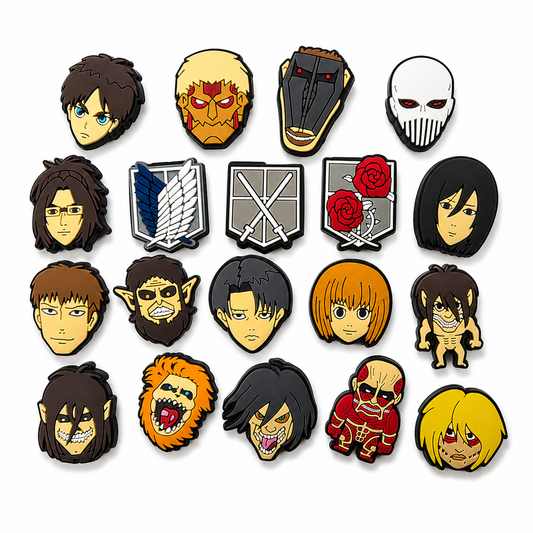Titan Warfare Anime Clog Charms Set – Hero & Titan PVC Shoe Charms (18 Pack)
