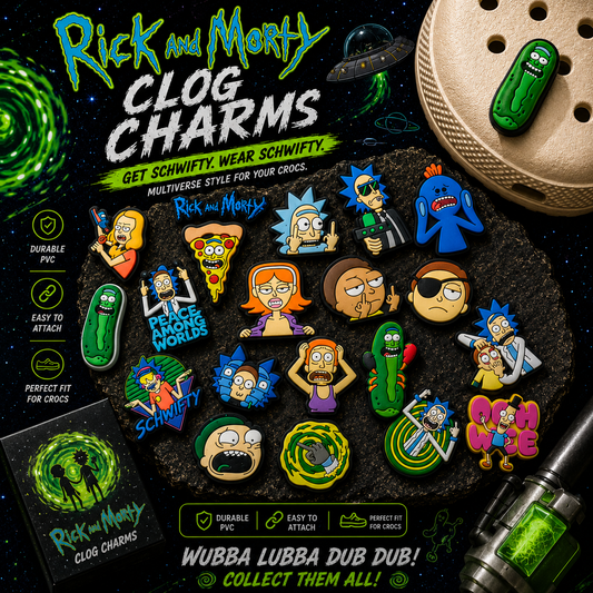 Multiverse Madness Clog Charms Set – Sci-Fi Cartoon PVC Shoe Charms (18 Pack)